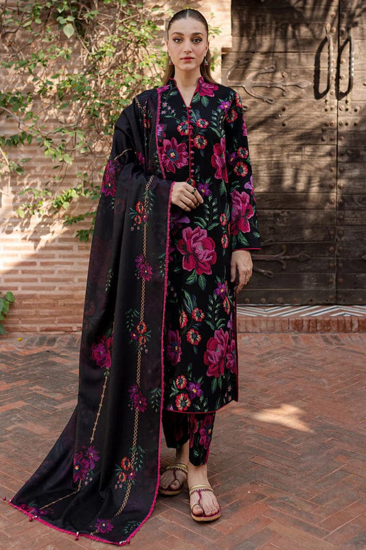 Pure Lawn Black Digital Embroidered Dress - LL264