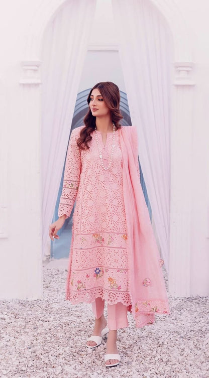 Pure Lawn Pink Chickenkari Dress - LL263
