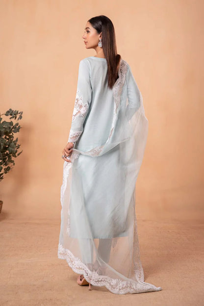 Pure Lawn Aqua Green Embroidered Dress - LL236