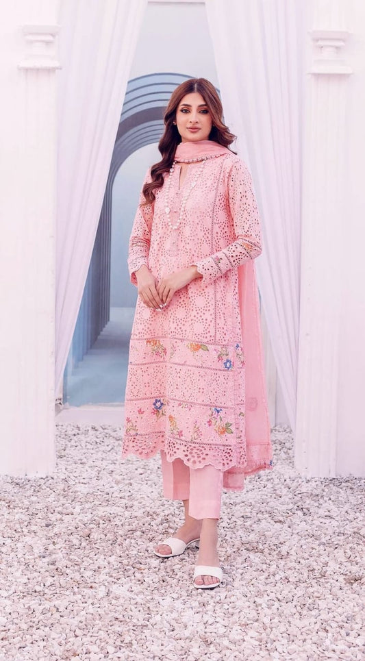 Pure Lawn Pink Chickenkari Dress - LL237
