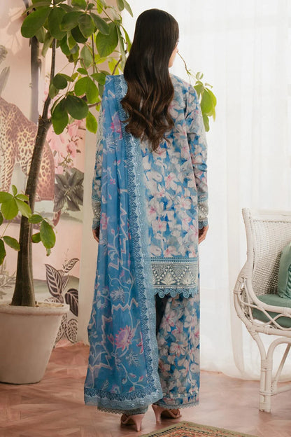 Pure Lawn Sky Blue Embroidered Dress - LL239