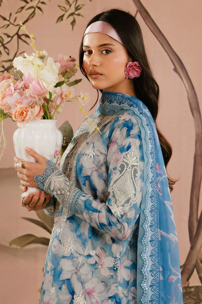 Pure Lawn Sky Blue Embroidered Dress - LL239