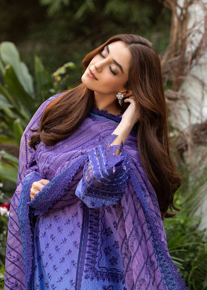 Pure Lawn Purple Tie & Die Embroidered Dress - LL241