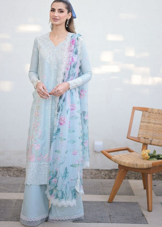 Pure Lawn Sky Blue Embroidered Dress - LL261