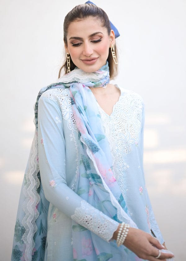 Pure Lawn Sky Blue Embroidered Dress - LL261