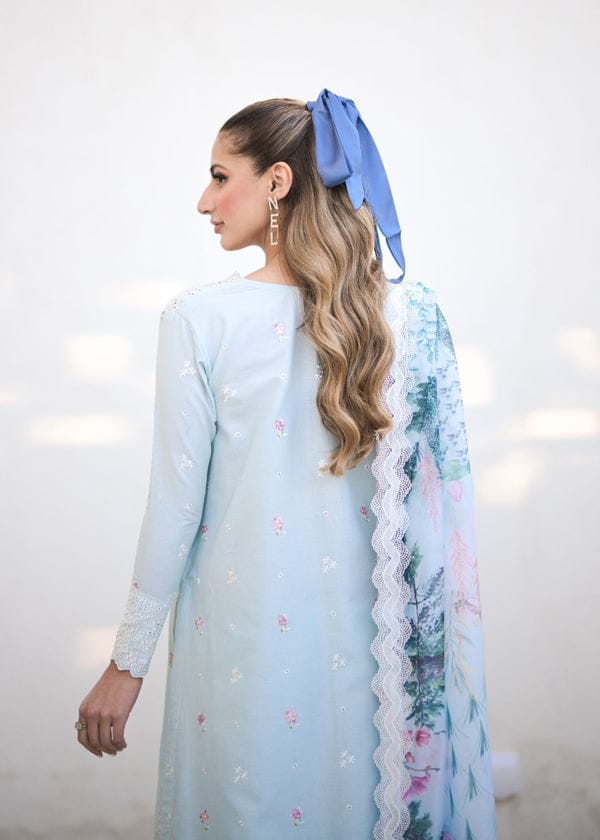 Pure Lawn Sky Blue Embroidered Dress - LL261