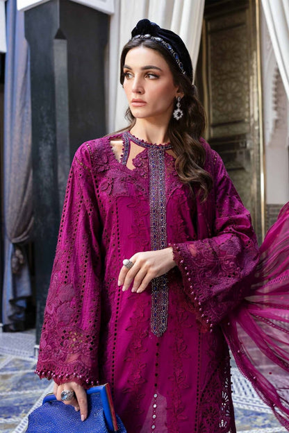Pure Lawn Magenta Embroidered Dress - LL260