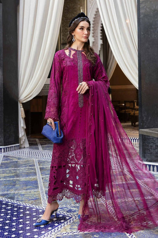 Pure Lawn Magenta Embroidered Dress - LL260
