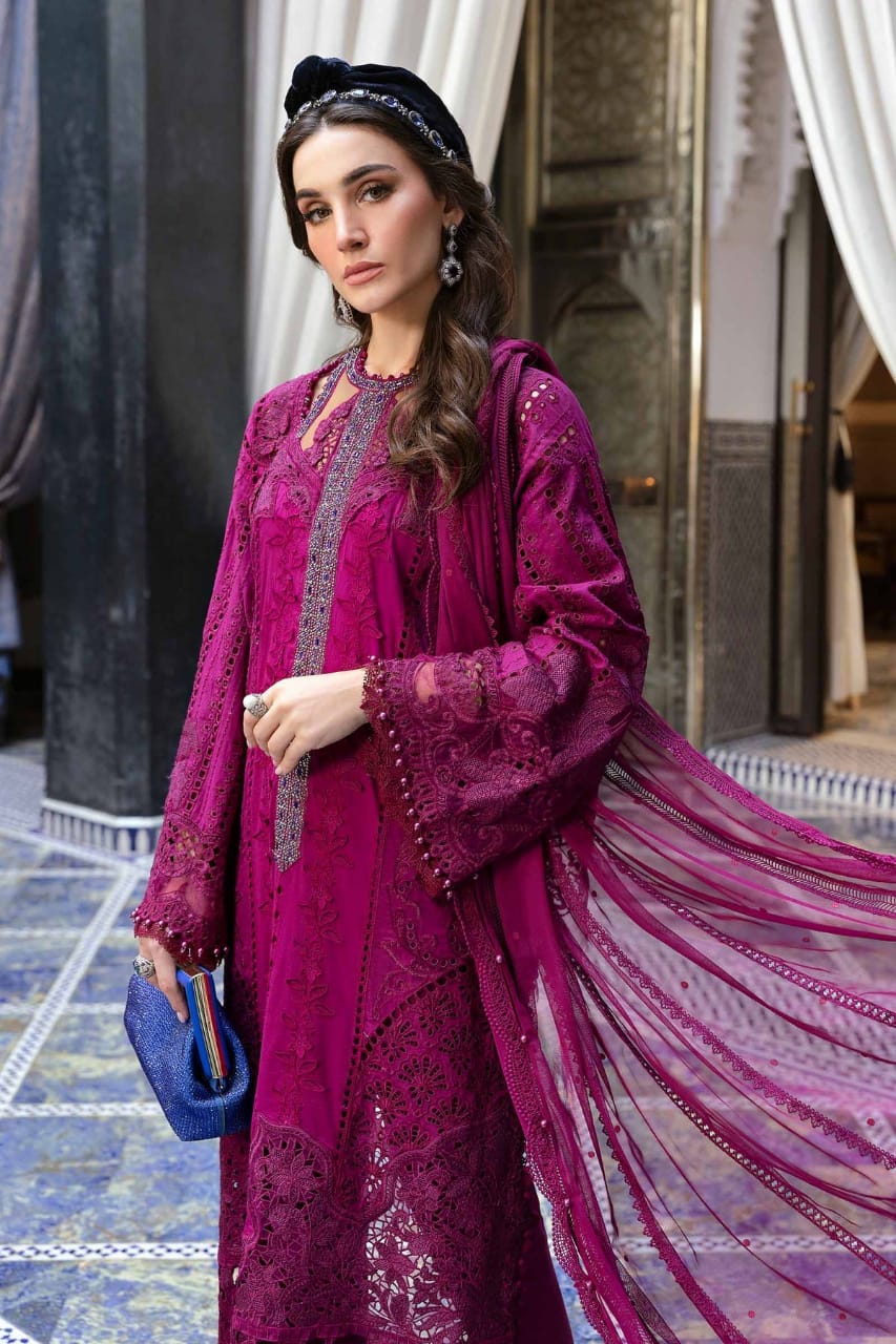 Pure Lawn Magenta Embroidered Dress - LL260