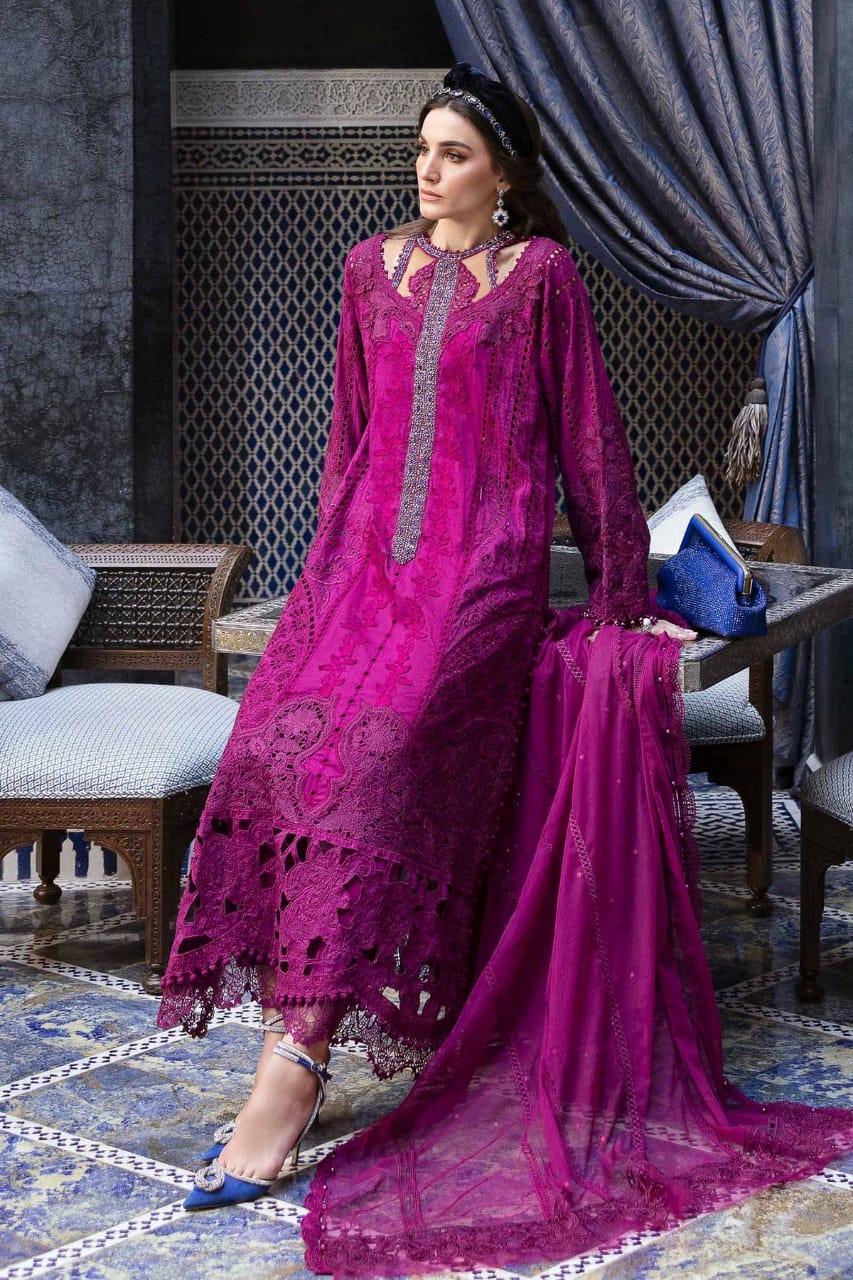 Pure Lawn Magenta Embroidered Dress - LL260