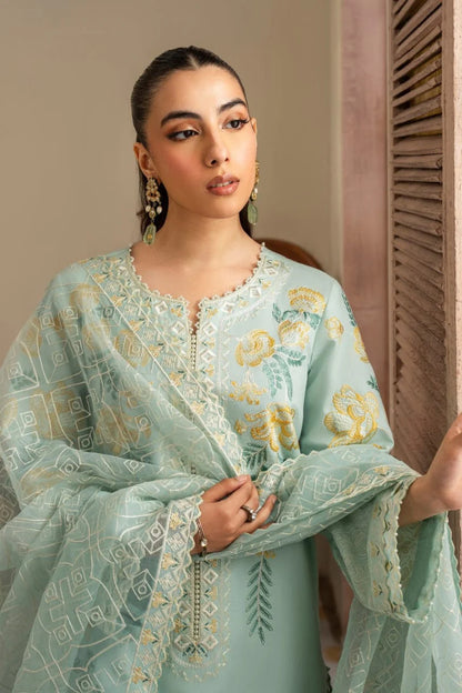 Pure Lawn Pista Green Embroidered Dress - LL258