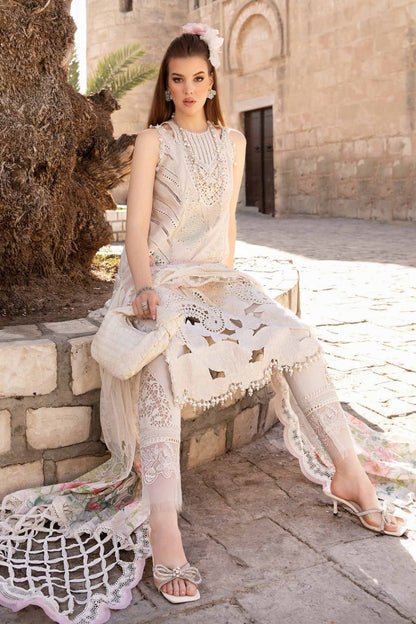 Pure Lawn Off White Chickenkari Dress - LL309