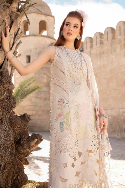 Pure Lawn Off White Chickenkari Dress - LL309