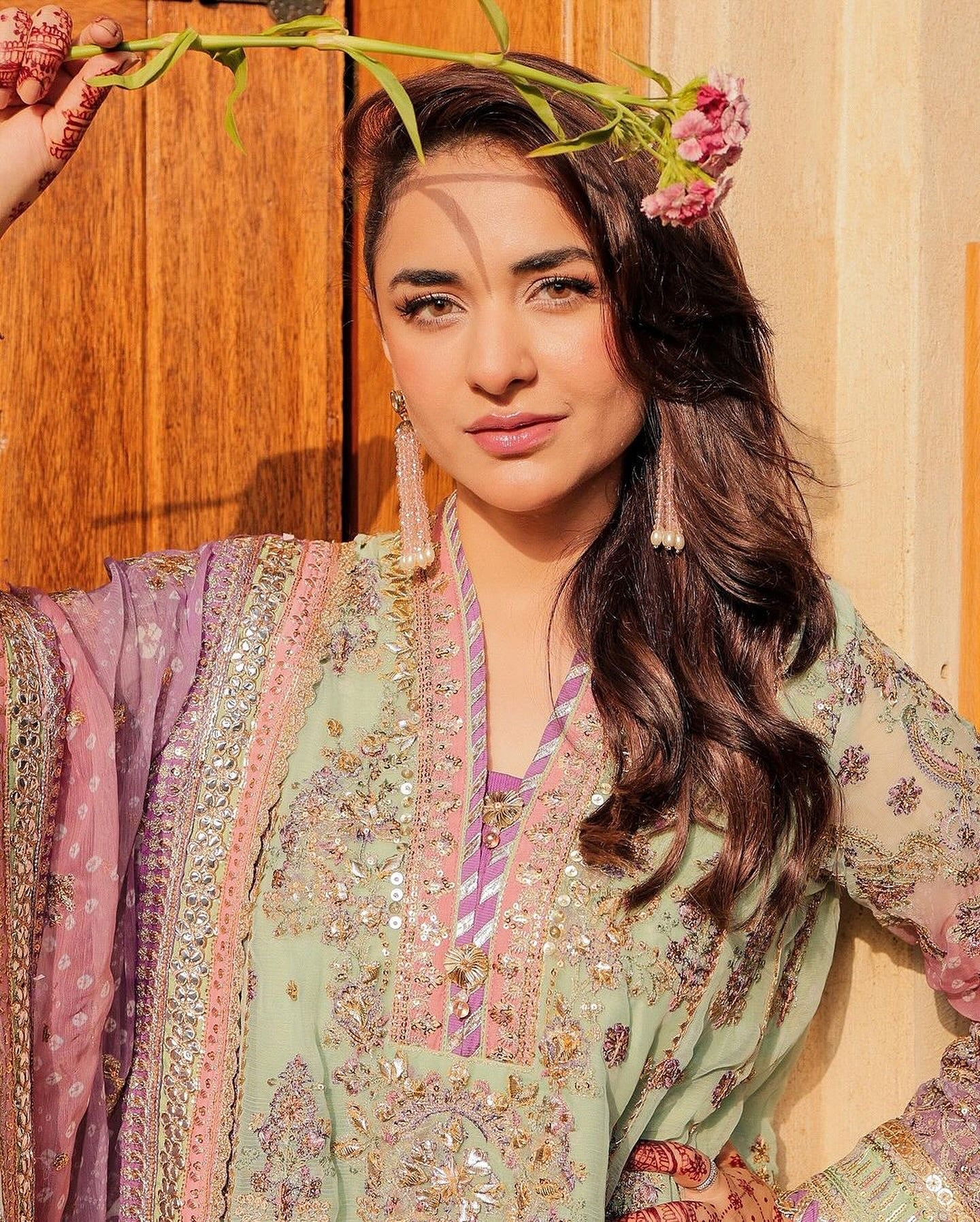Pure Chiffon Green Formal Embroidered Dress : WW202