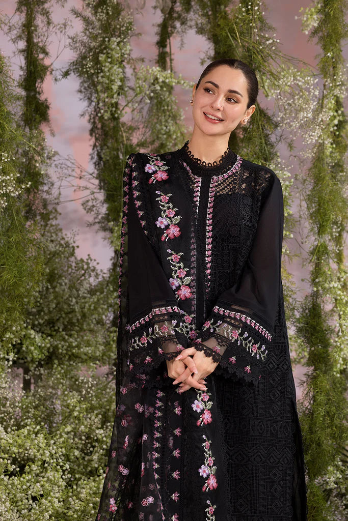 Pure Lawn Black Chickenkari Dress - LL254