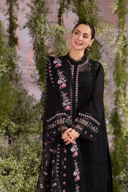 Pure Lawn Black Chickenkari Dress - LL254