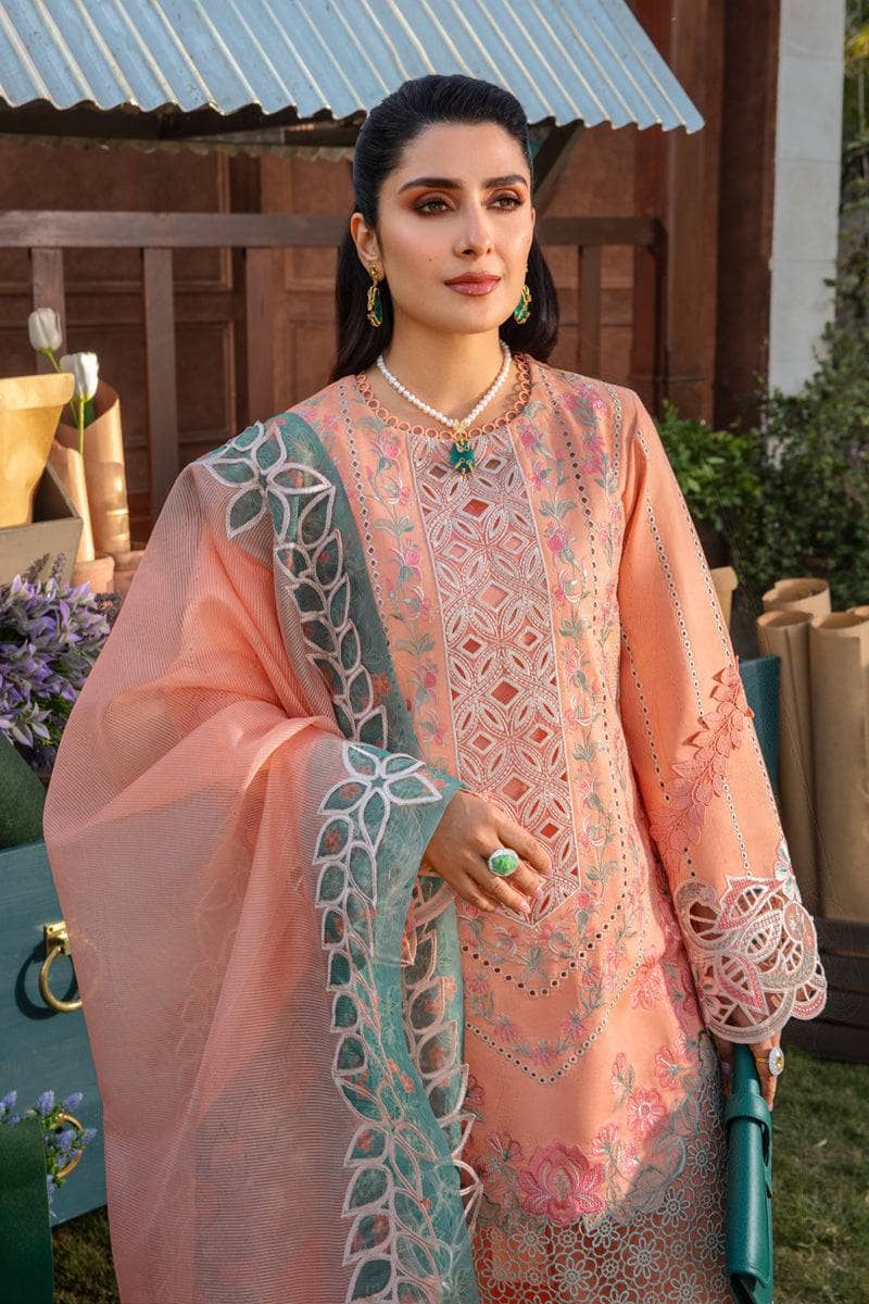 Pure Lawn Peach Chickenkari Dress - LL198