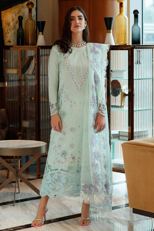 Pure Lawn Turquoise Embroidered Dress - LL244