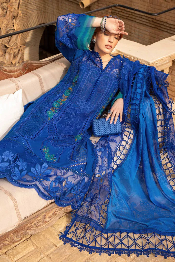 Pure Lawn Blue Embroidered Dress - LL246