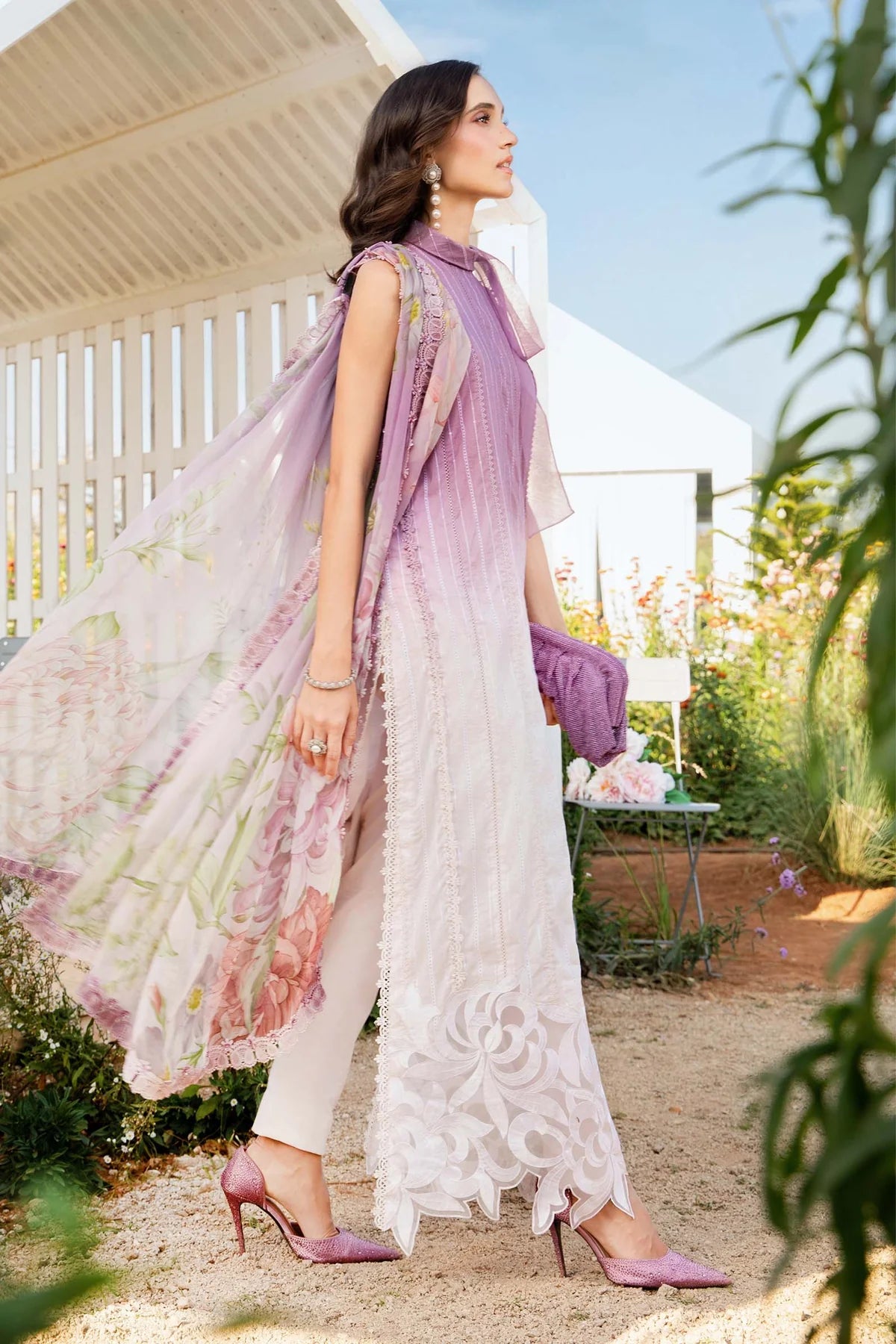 Pure Lawn Purple Embroidered Dress - LL247