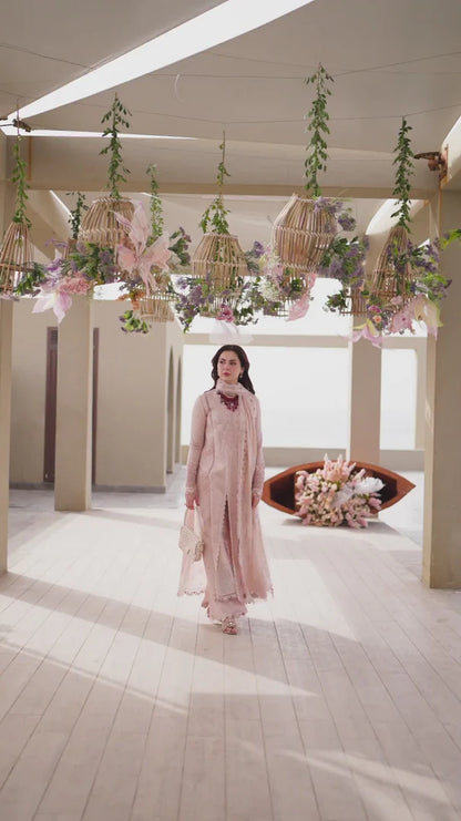 Pure Lawn Tea Rose Chickenkari Dress - LL249