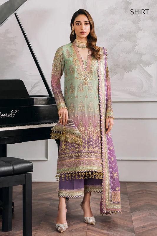 Pure Chiffon Green Formal Embroidered Dress : WW202