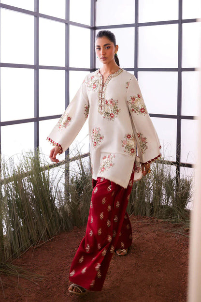 Pure Raw Silk Embroidered Dress with Hand Bag - PW220