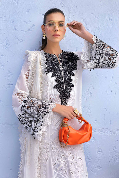 Pure Lawn Off White Embroidered Dress - LL248