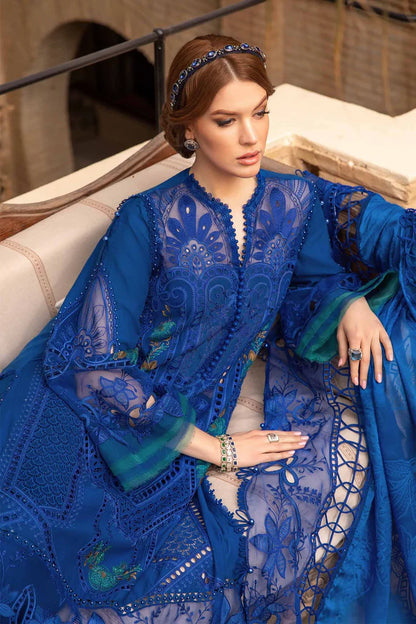 Pure Lawn Blue Embroidered Dress - LL246
