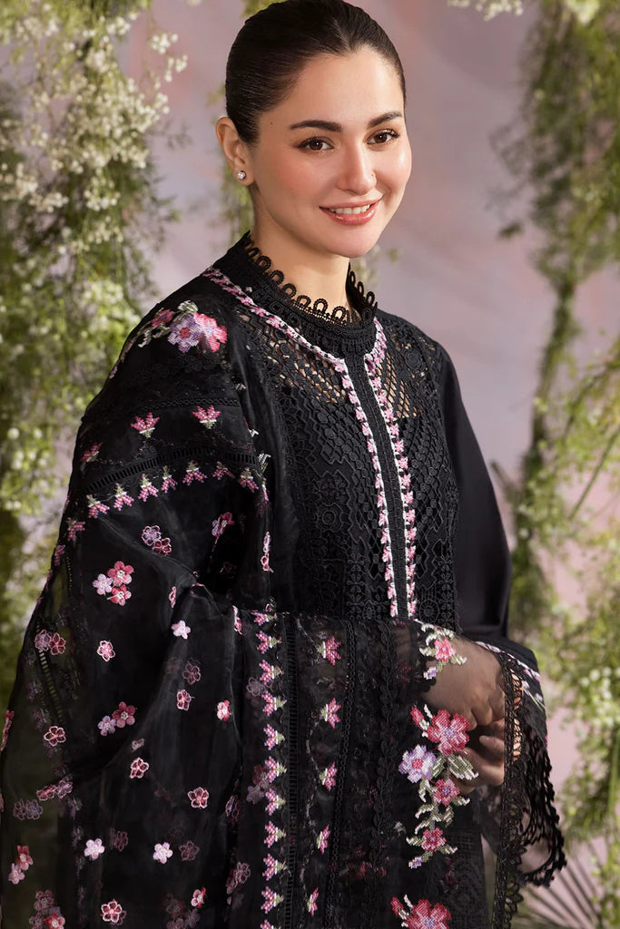 Pure Lawn Black Chickenkari Dress - LL254