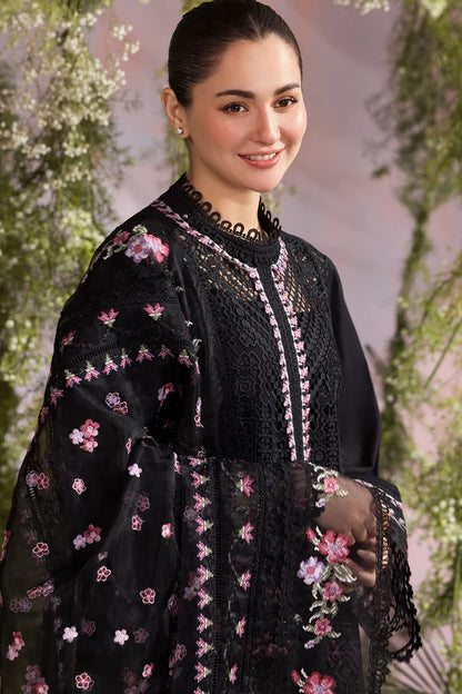 Pure Lawn Black Chickenkari Dress - LL254