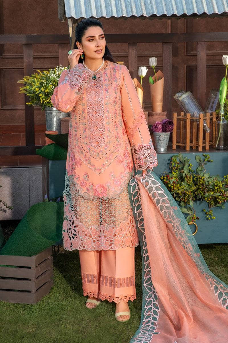 Pure Lawn Peach Chickenkari Dress - LL198