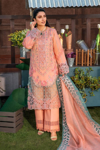 Pure Lawn Peach Chickenkari Dress - LL198