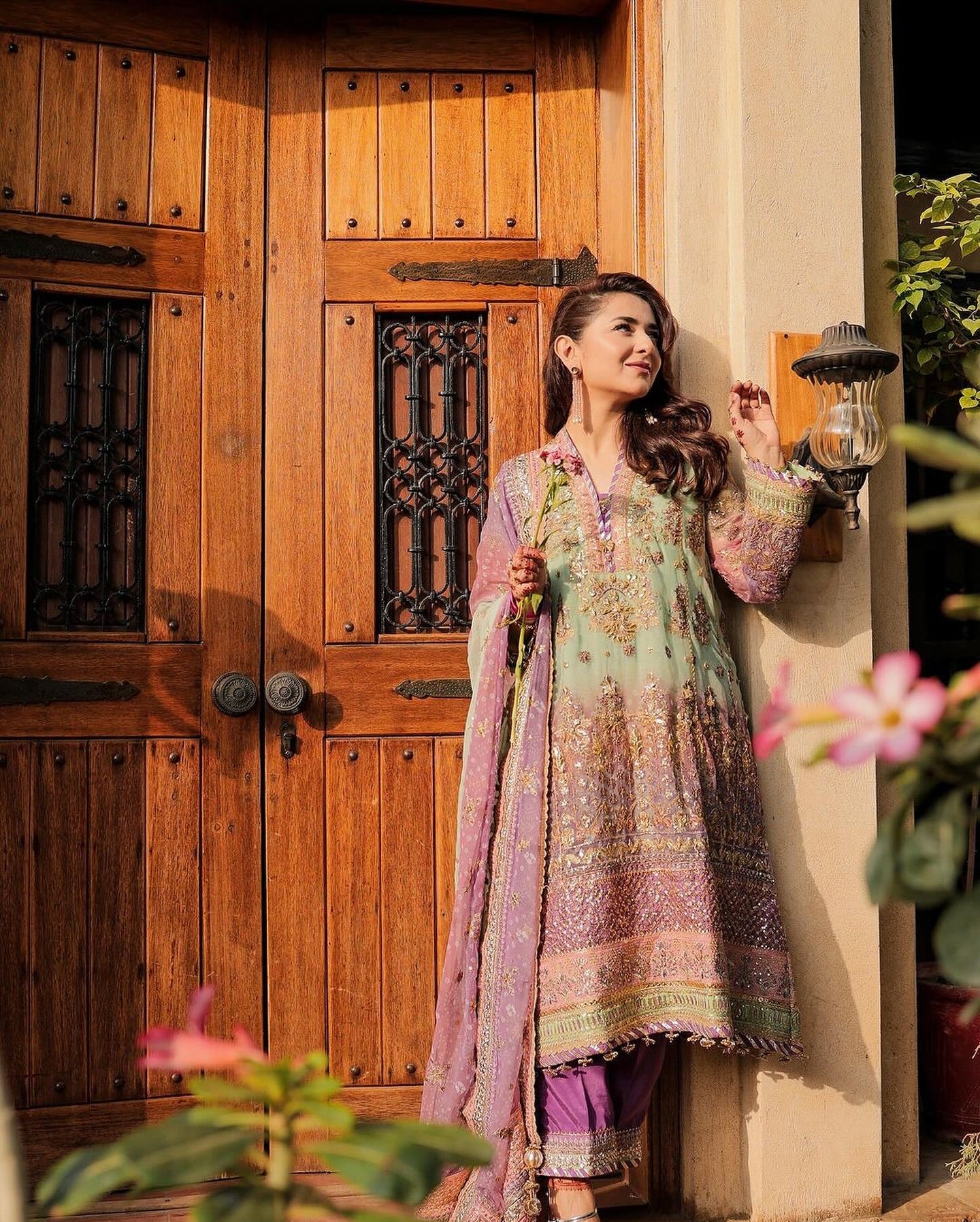 Pure Chiffon Green Formal Embroidered Dress : WW202