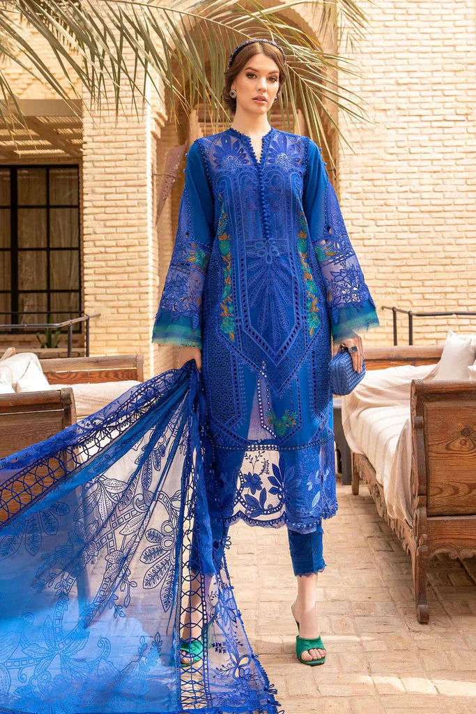 Pure Lawn Blue Embroidered Dress - LL246