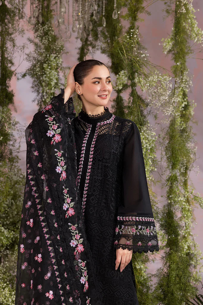 Pure Lawn Black Chickenkari Dress - LL254