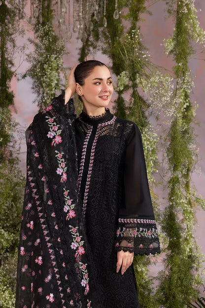 Pure Lawn Black Chickenkari Dress - LL254