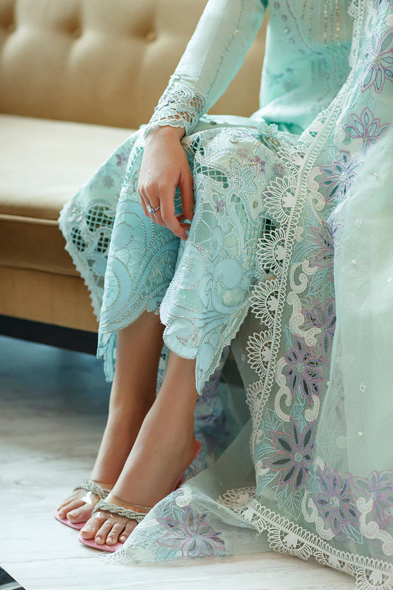 Pure Lawn Turquoise Embroidered Dress - LL244