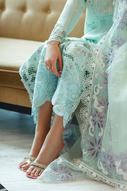 Pure Lawn Turquoise Embroidered Dress - LL244