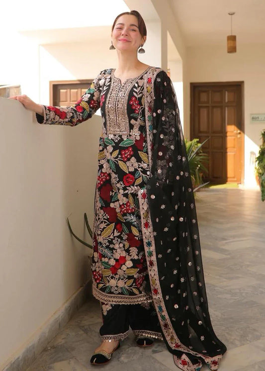Pure Chiffon Heavy Embroidered Wedding Dress : WW169
