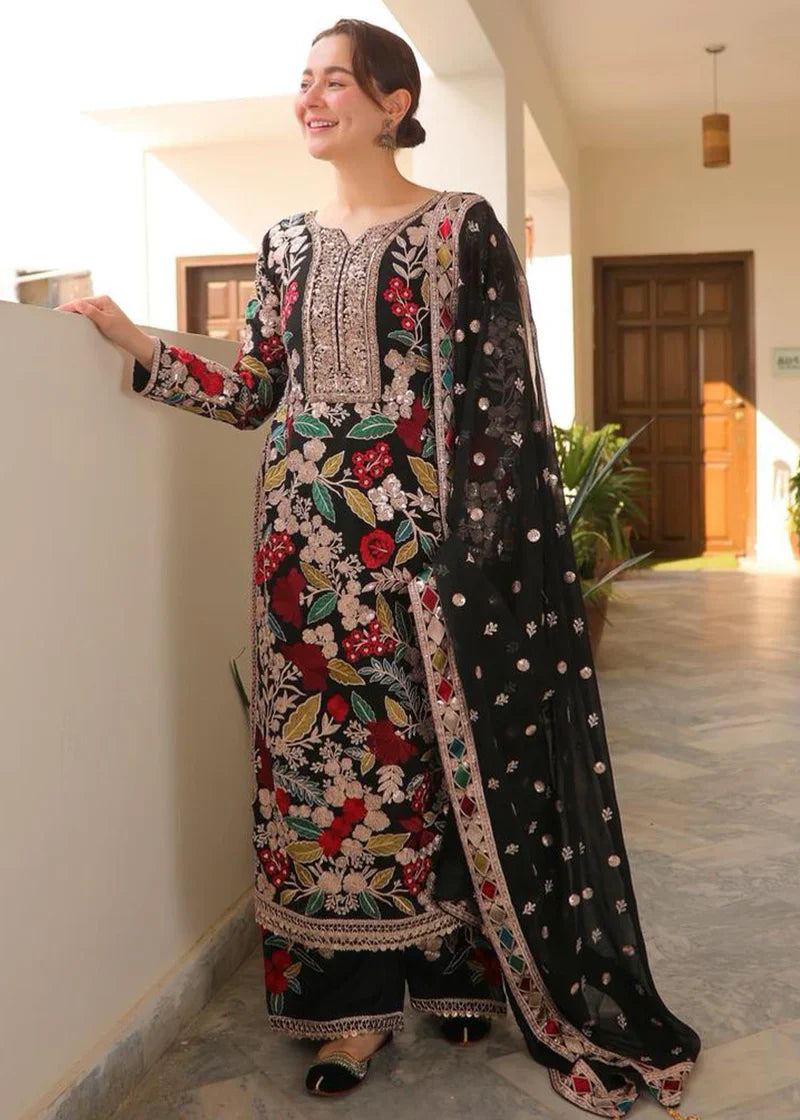 Pure Chiffon Heavy Embroidered Wedding Dress : WW169