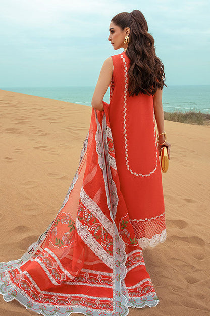Pure Lawn Red Embroidered Dress - LL186