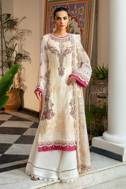 Pure Chiffon Off White Embroidered Dress - WW271