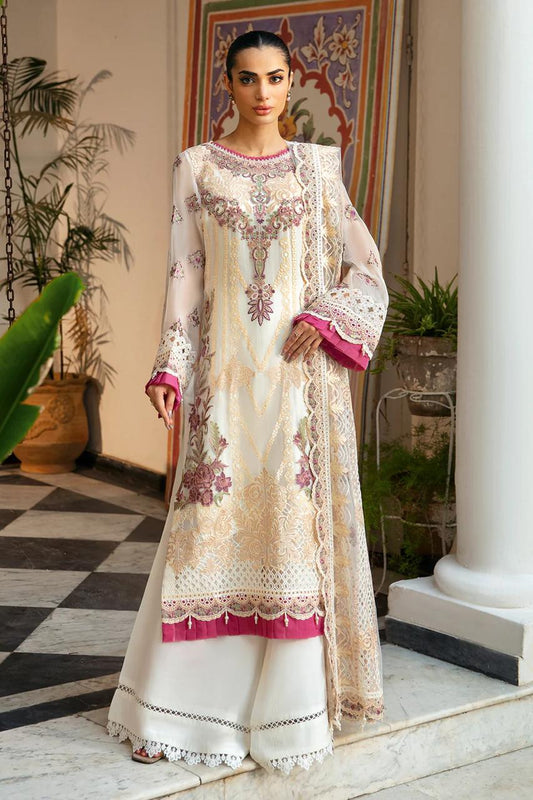 Pure Chiffon Off White Embroidered Dress - WW271