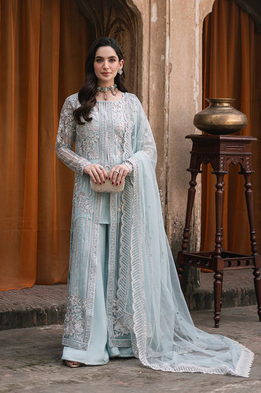 Pure Chiffon Sky Blue Embroidered Dress - WW270