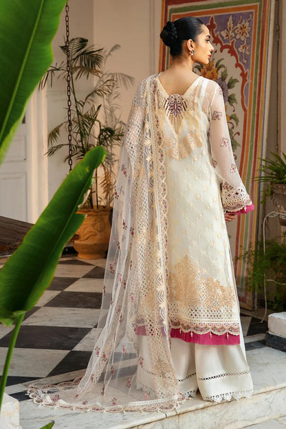 Pure Chiffon Off White Embroidered Dress - WW271