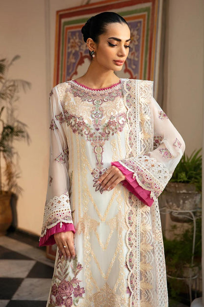 Pure Chiffon Off White Embroidered Dress - WW271