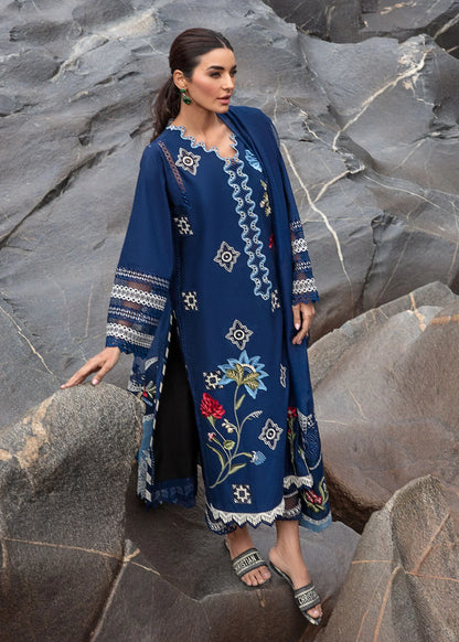 Pure Lawn Midnight Blue Embroidered Dress - LL187