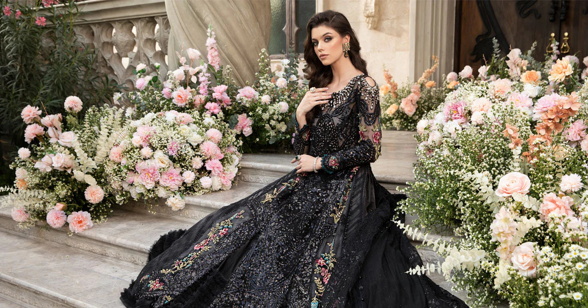 Pure Net Black Embroidered Dress - WW305